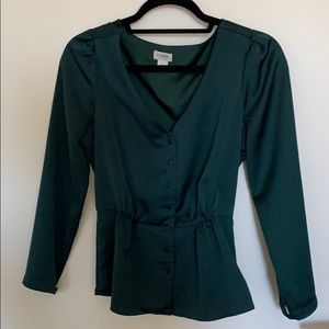 J Crew silky emerald green blouse size 2